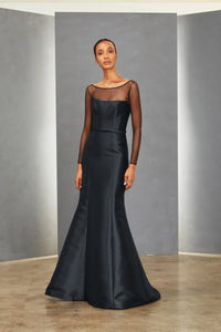 P362M - Tulle Boat Neck Gown