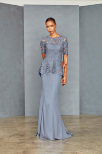 P364 - Lace Peplum Gown